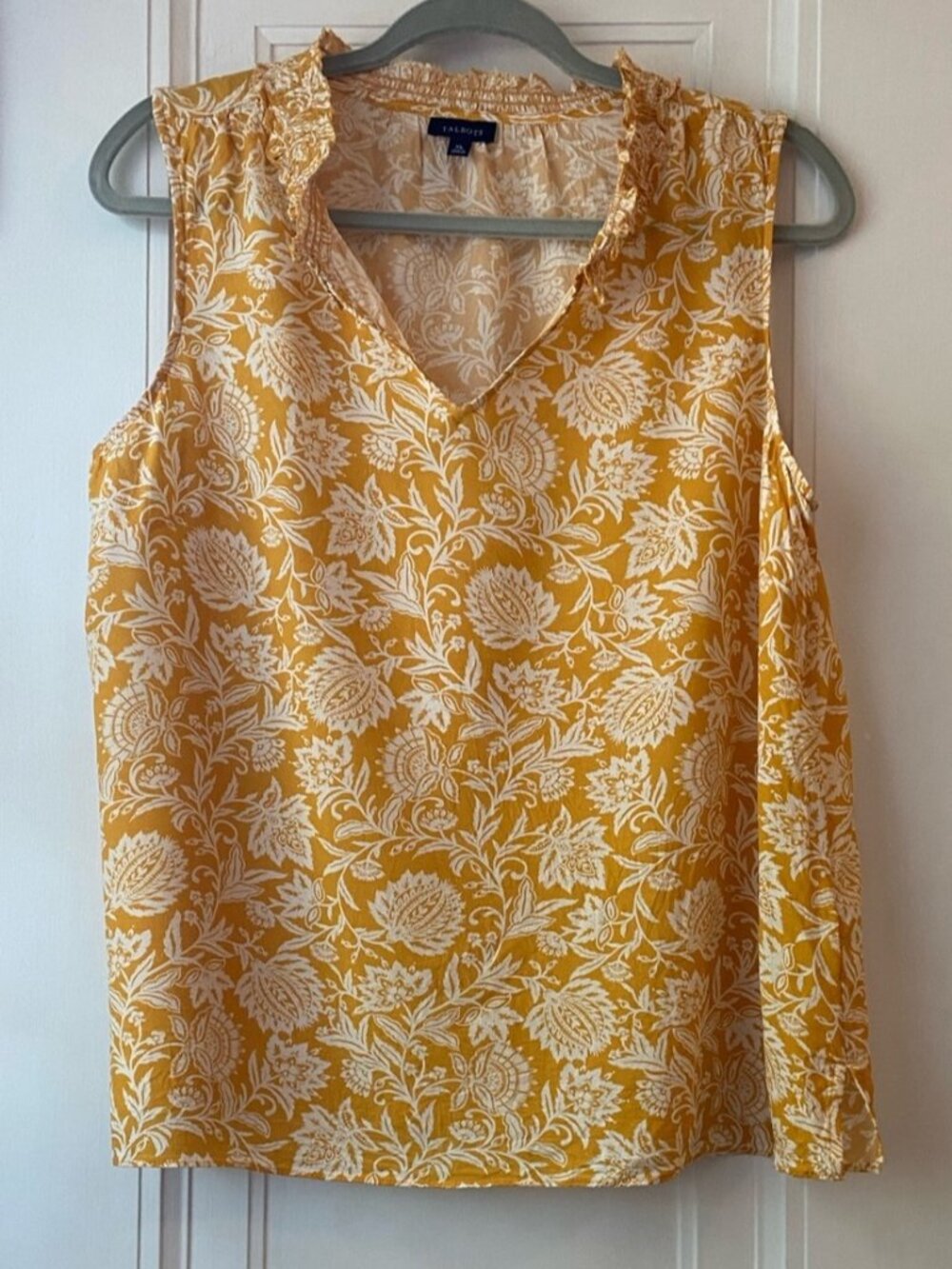white floral print top blouse shirt XL